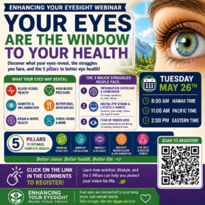 Your Eyes are the Window to Your Health is very wordy with QR code for Zoom Lin